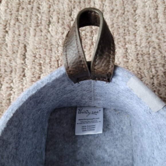 Thirty-One Dreamkeeper Mini Bin Brushed Whisper Grey Elephant Faux Leather Loop - Picture 4 of 12